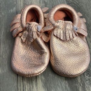 Freshly Picked rose gold moccasins size 4
